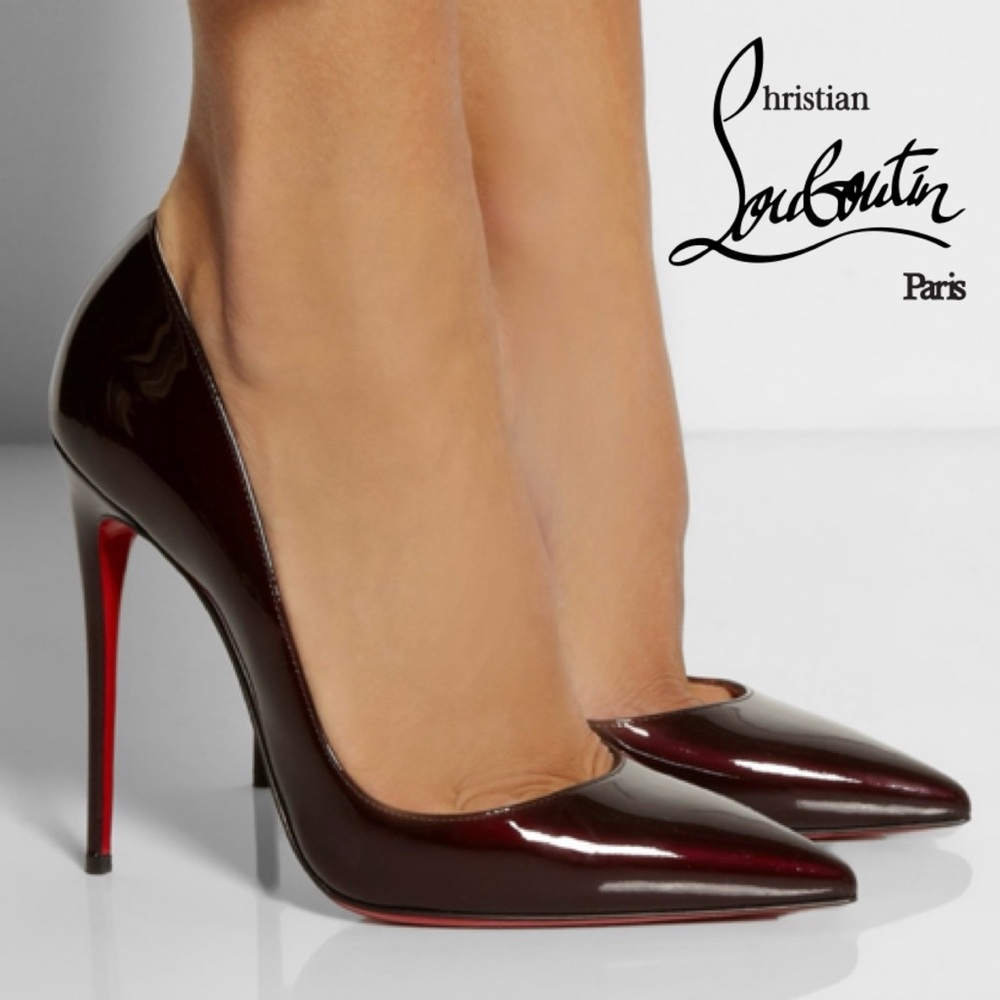 ❤️ Louboutin Size 34.5/4.5 Dark Burgundy Patent Leather So Kate Pumps
